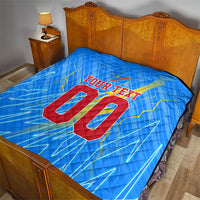 Personalized DR Congo Football Quilt Lightning Leopard National Flag Motif