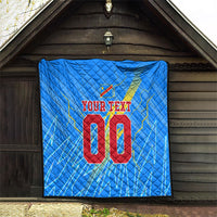 Personalized DR Congo Football Quilt Lightning Leopard National Flag Motif