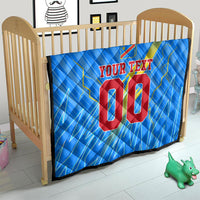 Personalized DR Congo Football Quilt Lightning Leopard National Flag Motif