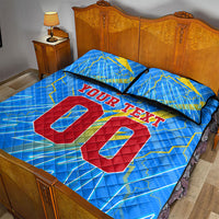 Personalized DR Congo Football Quilt Bed Set Lightning Leopard National Flag Motif