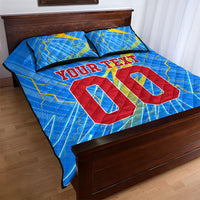 Personalized DR Congo Football Quilt Bed Set Lightning Leopard National Flag Motif