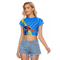 Personalized DR Congo Football Raglan Cropped T Shirt Lightning Leopard National Flag Motif