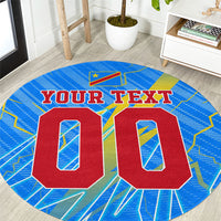 Personalized DR Congo Football Round Carpet Lightning Leopard National Flag Motif