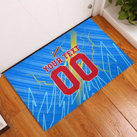 Personalized DR Congo Football Rubber Doormat Lightning Leopard National Flag Motif