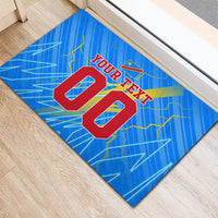 Personalized DR Congo Football Rubber Doormat Lightning Leopard National Flag Motif