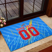 Personalized DR Congo Football Rubber Doormat Lightning Leopard National Flag Motif