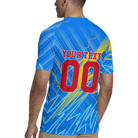 Personalized DR Congo Football Rugby Jersey Lightning Leopard National Flag Motif