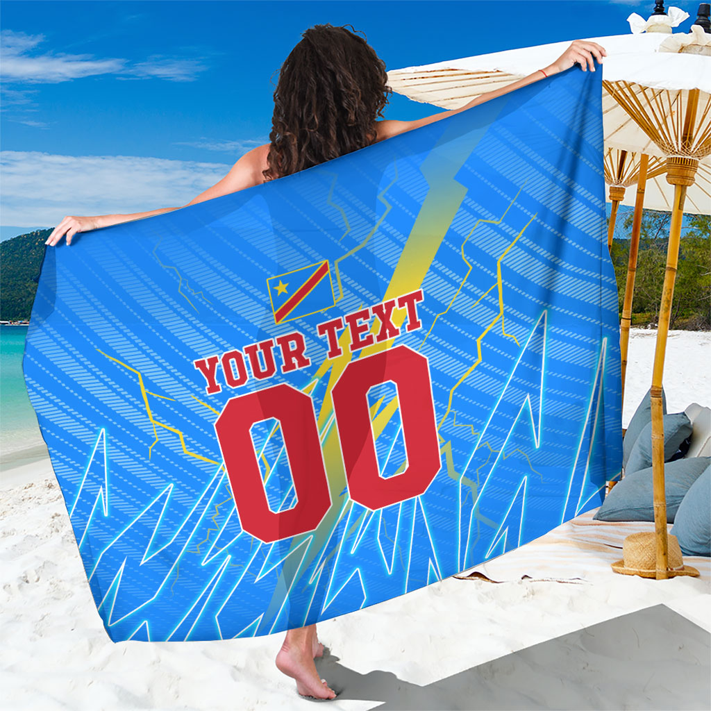 Personalized DR Congo Football Sarong Lightning Leopard National Flag Motif