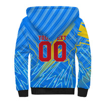 Personalized DR Congo Football Sherpa Hoodie Lightning Leopard National Flag Motif