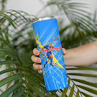 Personalized DR Congo Football Skinny Tumbler Lightning Leopard National Flag Motif