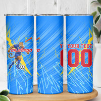 Personalized DR Congo Football Skinny Tumbler Lightning Leopard National Flag Motif