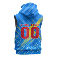 Personalized DR Congo Football Sleeveless Hoodie Lightning Leopard National Flag Motif