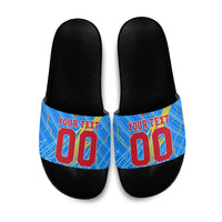 Personalized DR Congo Football Slide Sandals Lightning Leopard National Flag Motif