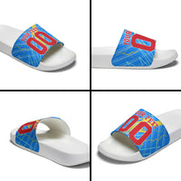 Personalized DR Congo Football Slide Sandals Lightning Leopard National Flag Motif