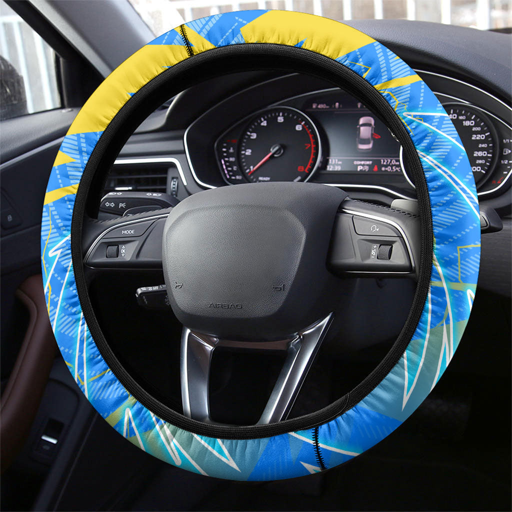 DR Congo Football Steering Wheel Cover Lightning Leopard National Flag Motif