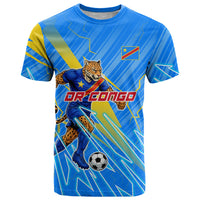 Personalized DR Congo Football T Shirt Lightning Leopard National Flag Motif