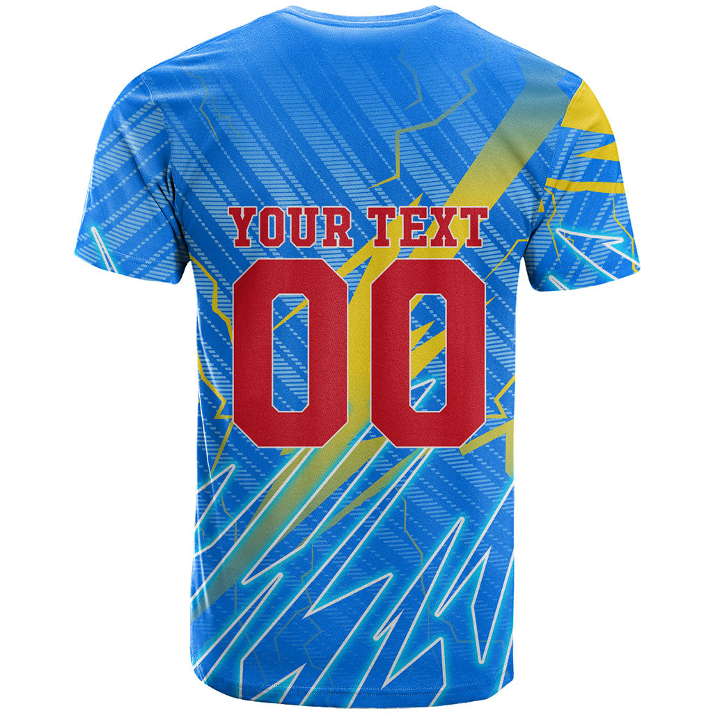 Personalized DR Congo Football T Shirt Lightning Leopard National Flag Motif