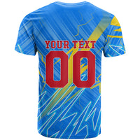 Personalized DR Congo Football T Shirt Lightning Leopard National Flag Motif