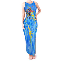 Personalized DR Congo Football Tank Maxi Dress Lightning Leopard National Flag Motif