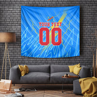 Personalized DR Congo Football Tapestry Lightning Leopard National Flag Motif