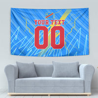 Personalized DR Congo Football Tapestry Lightning Leopard National Flag Motif
