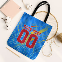 Personalized DR Congo Football Tote Bag Lightning Leopard National Flag Motif