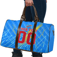 Personalized DR Congo Football Travel Bag Lightning Leopard National Flag Motif