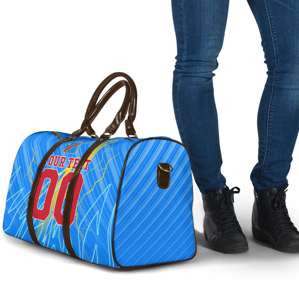 Personalized DR Congo Football Travel Bag Lightning Leopard National Flag Motif