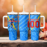 Personalized DR Congo Football Tumbler With Handle Lightning Leopard National Flag Motif