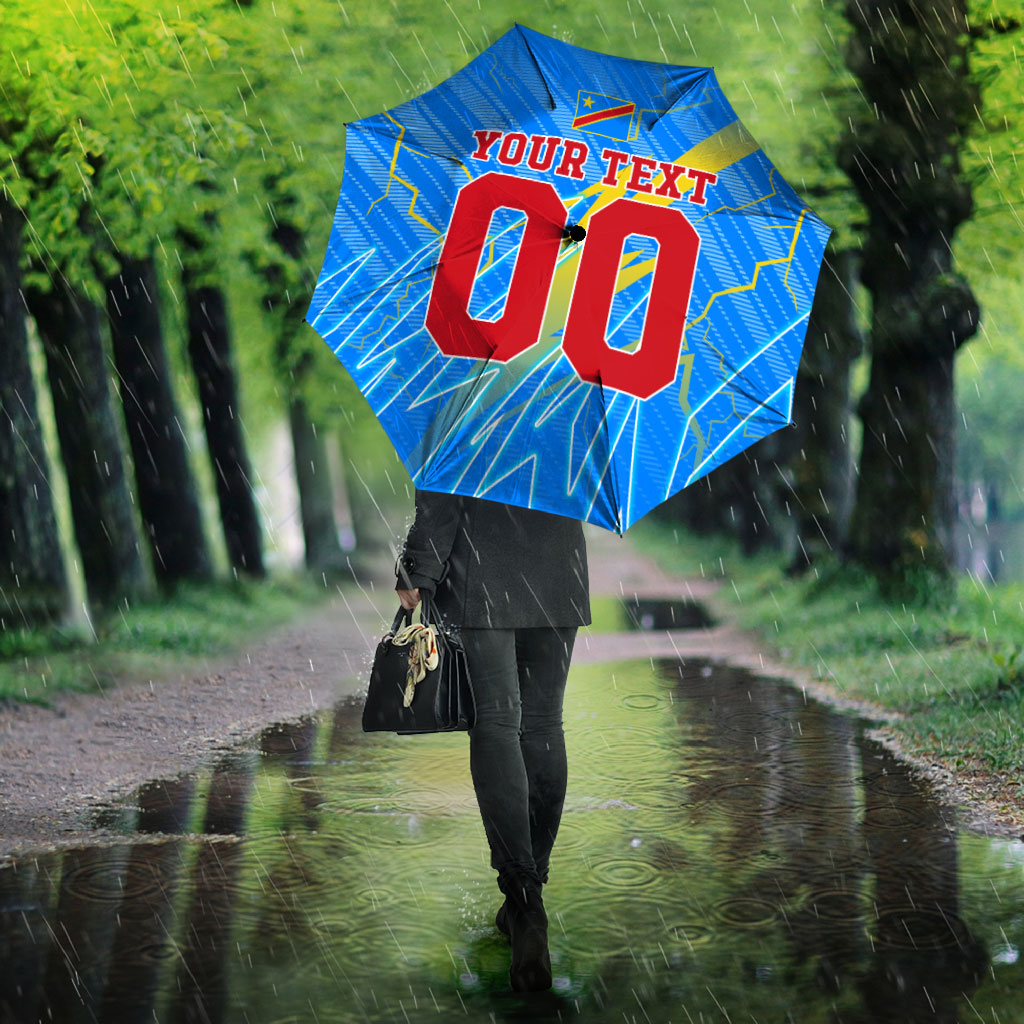 Personalized DR Congo Football Umbrella Lightning Leopard National Flag Motif