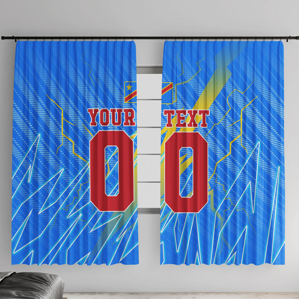 Personalized DR Congo Football Window Curtain Lightning Leopard National Flag Motif