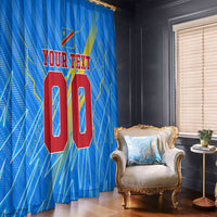 Personalized DR Congo Football Window Curtain Lightning Leopard National Flag Motif