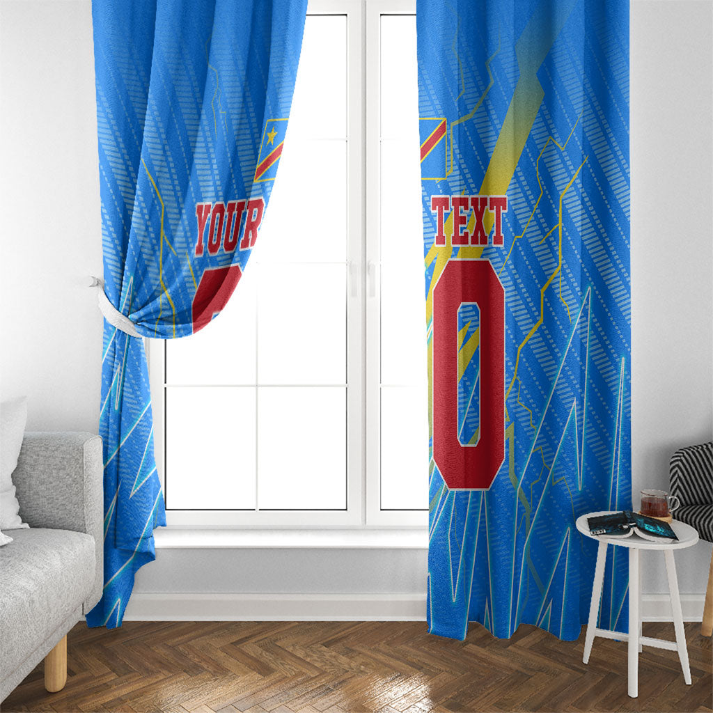 Personalized DR Congo Football Window Curtain Lightning Leopard National Flag Motif
