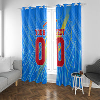 Personalized DR Congo Football Window Curtain Lightning Leopard National Flag Motif