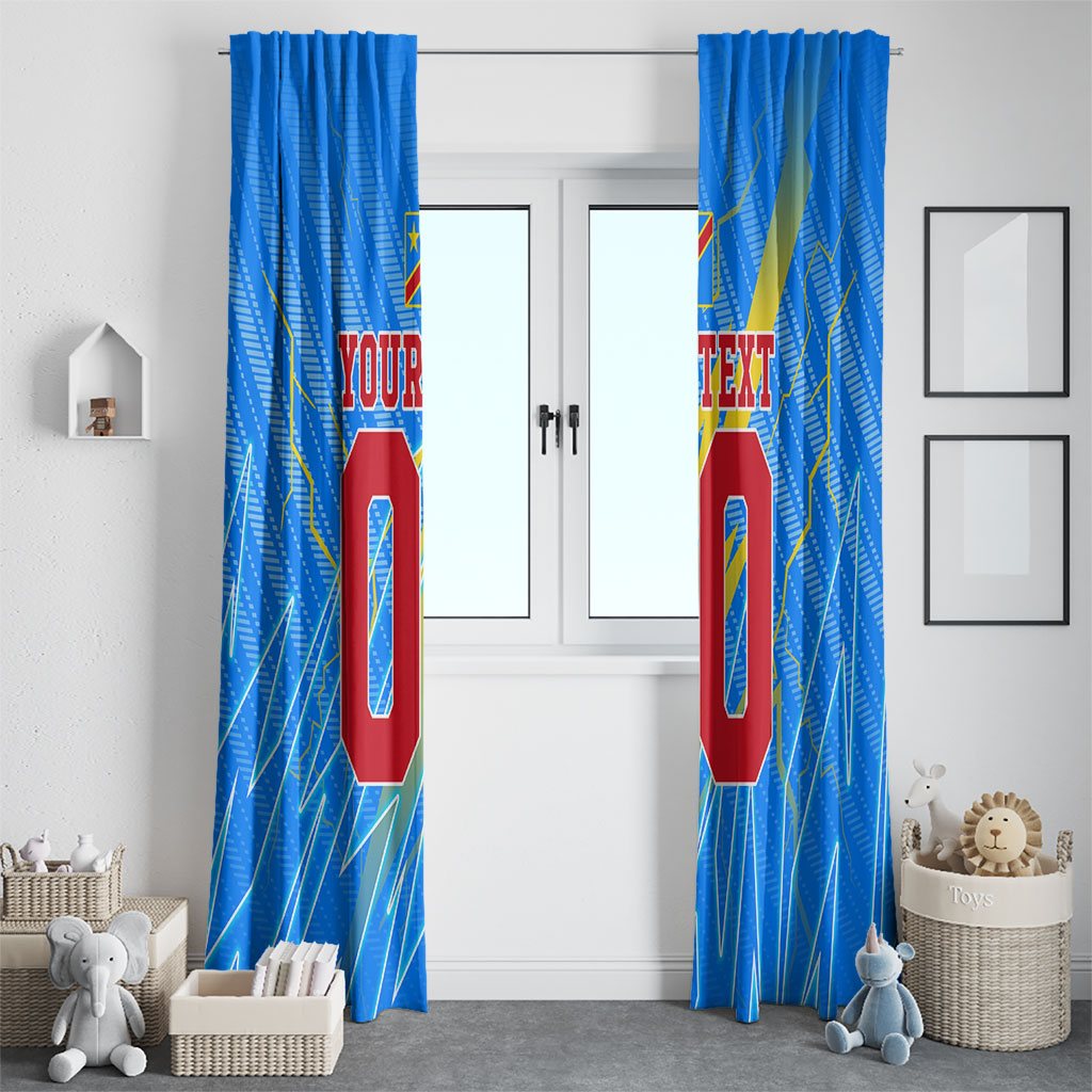 Personalized DR Congo Football Window Curtain Lightning Leopard National Flag Motif