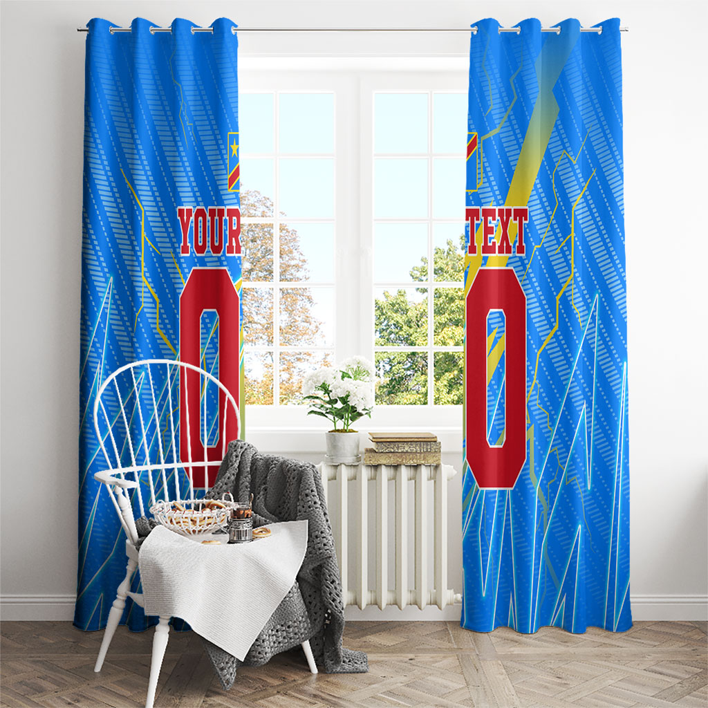 Personalized DR Congo Football Window Curtain Lightning Leopard National Flag Motif
