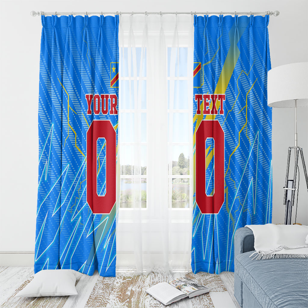 Personalized DR Congo Football Window Curtain Lightning Leopard National Flag Motif