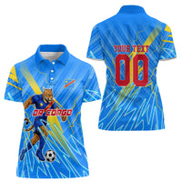 Personalized DR Congo Football Women Polo Shirt Lightning Leopard National Flag Motif