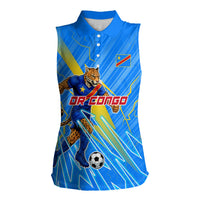 Personalized DR Congo Football Women Sleeveless Polo Shirt Lightning Leopard National Flag Motif