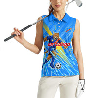 Personalized DR Congo Football Women Sleeveless Polo Shirt Lightning Leopard National Flag Motif