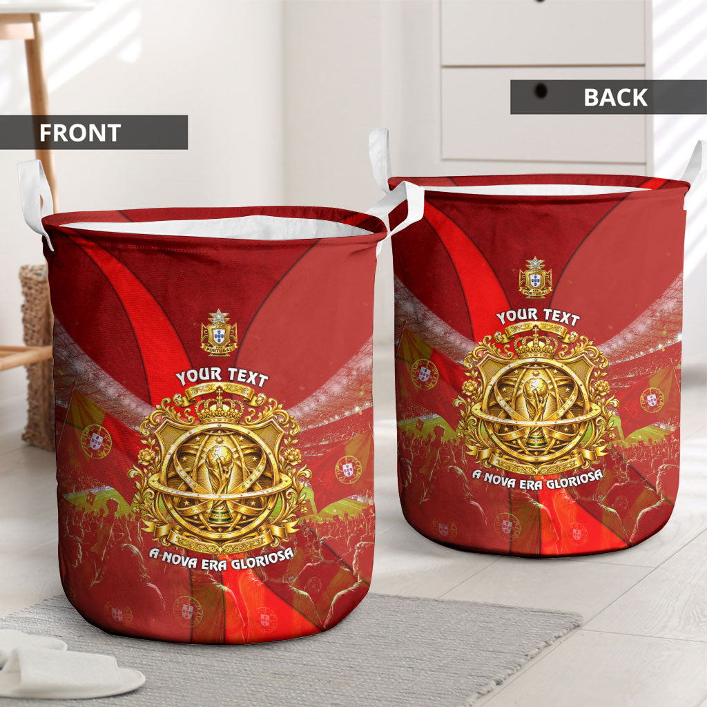 Custom Portugal Football World Champions 2026 Laundry Basket Golden Shield Crown Crest Soccer Trophy