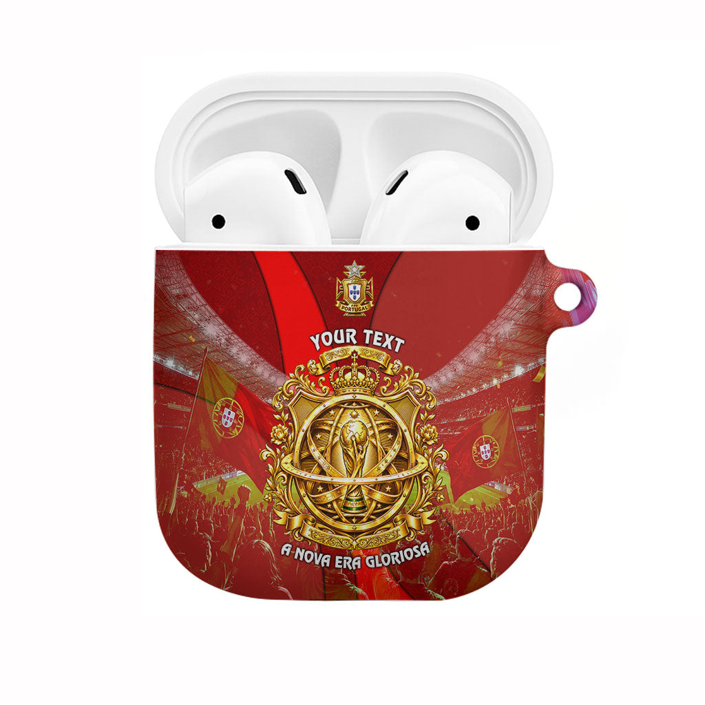 Custom Portugal Football World Champions 2026 AirPods Case Golden Shield Crown Crest Soccer Trophy