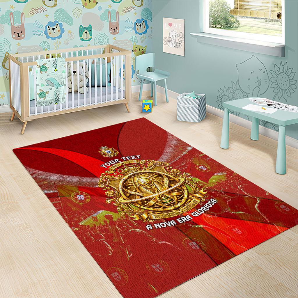 Custom Portugal Football World Champions 2026 Area Rug Golden Shield Crown Crest Soccer Trophy