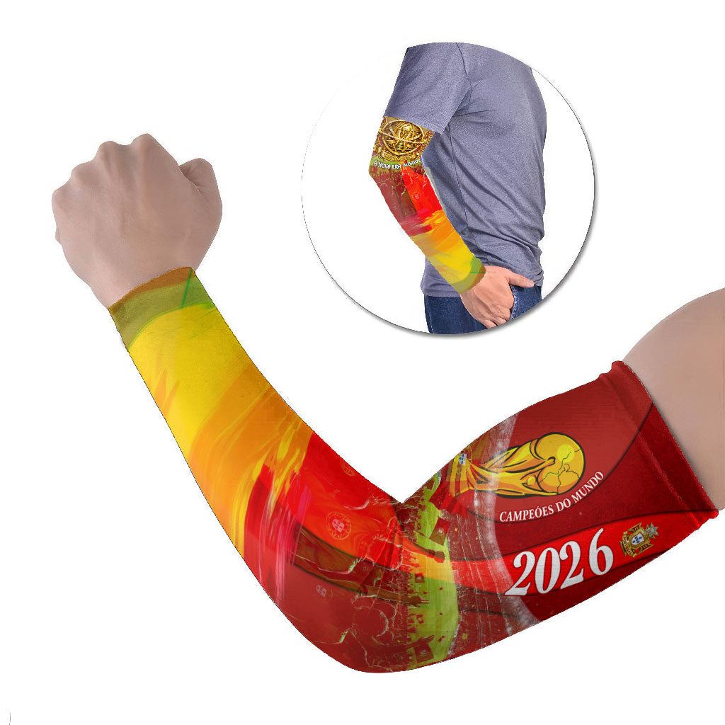 Custom Portugal Football World Champions 2026 Arm Sleeves Golden Shield Crown Crest Soccer Trophy