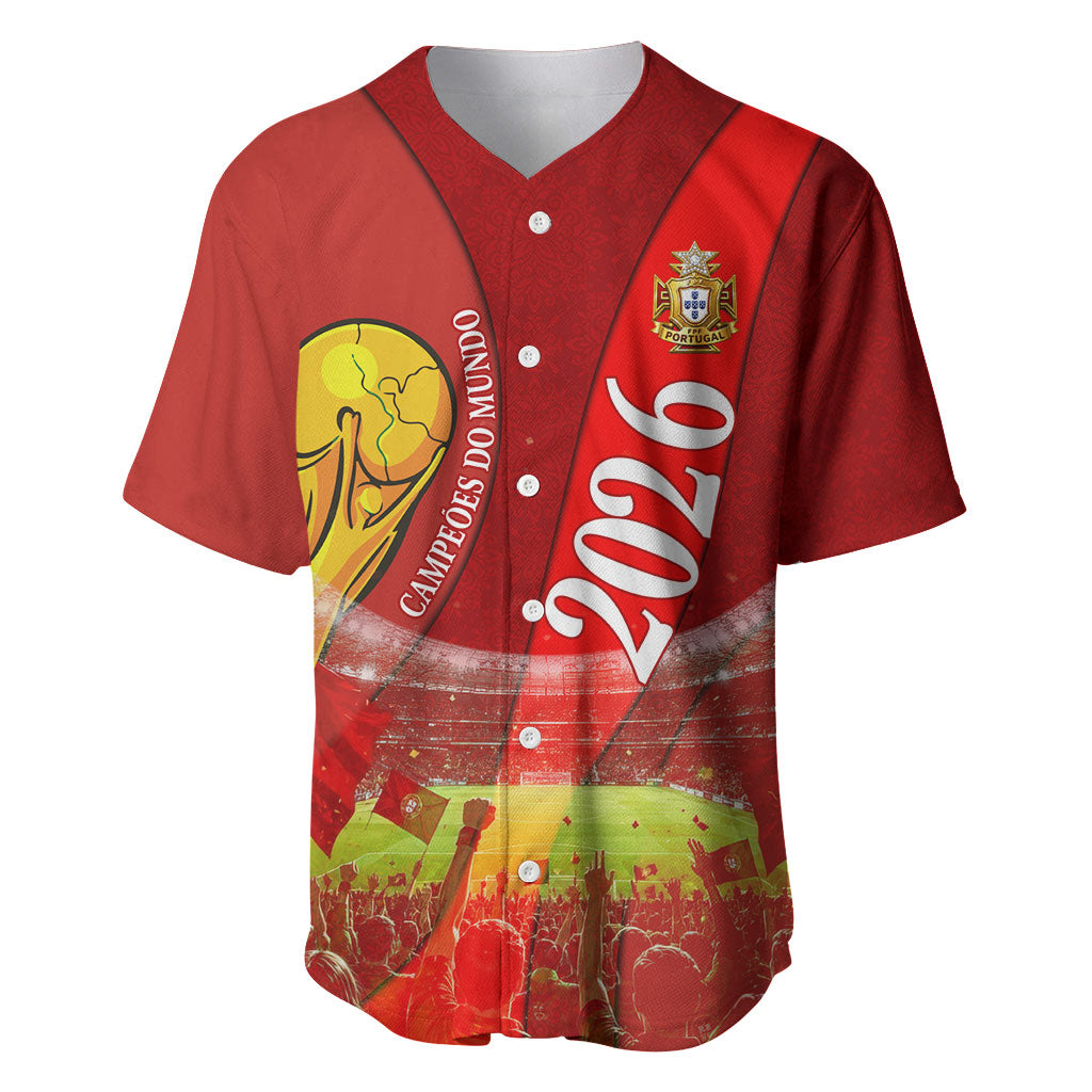 Custom Portugal Football World Champions 2026 Baseball Jersey Golden Shield Crown Crest Soccer Trophy