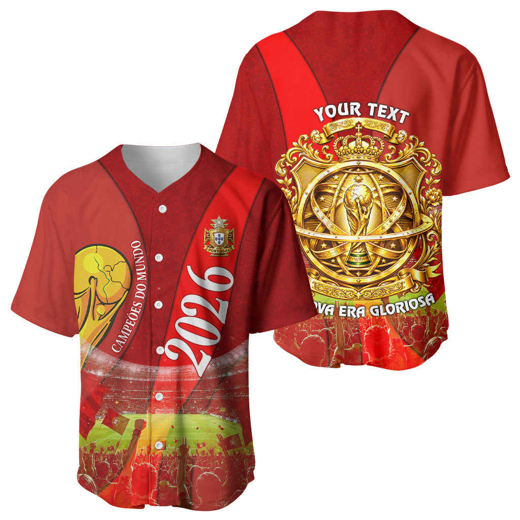 Custom Portugal Football World Champions 2026 Baseball Jersey Golden Shield Crown Crest Soccer Trophy