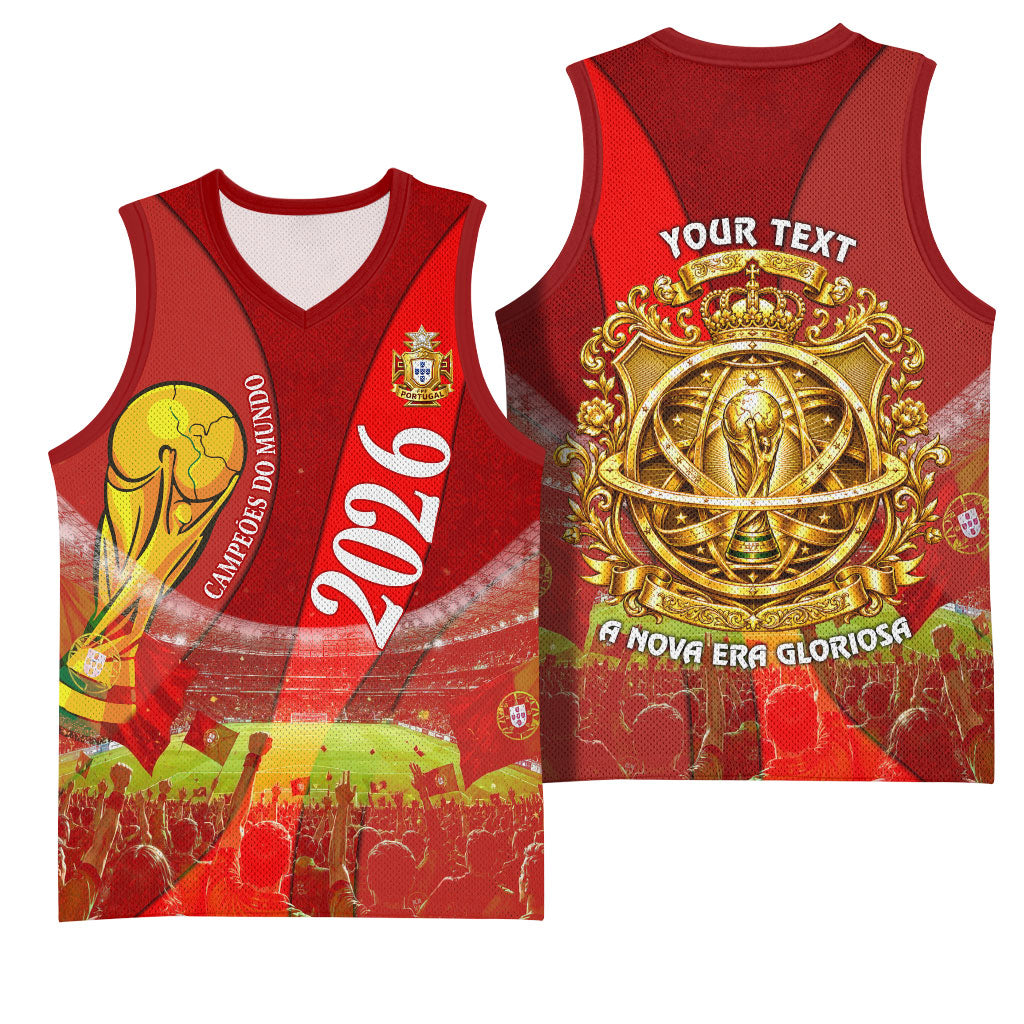 Custom Portugal Football World Champions 2026 Basketball Jersey Golden Shield Crown Crest Soccer Trophy
