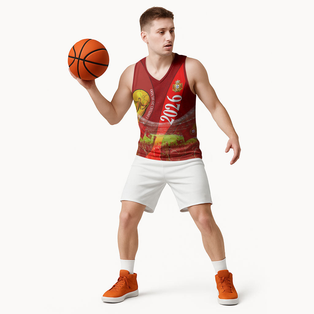 Custom Portugal Football World Champions 2026 Basketball Jersey Golden Shield Crown Crest Soccer Trophy