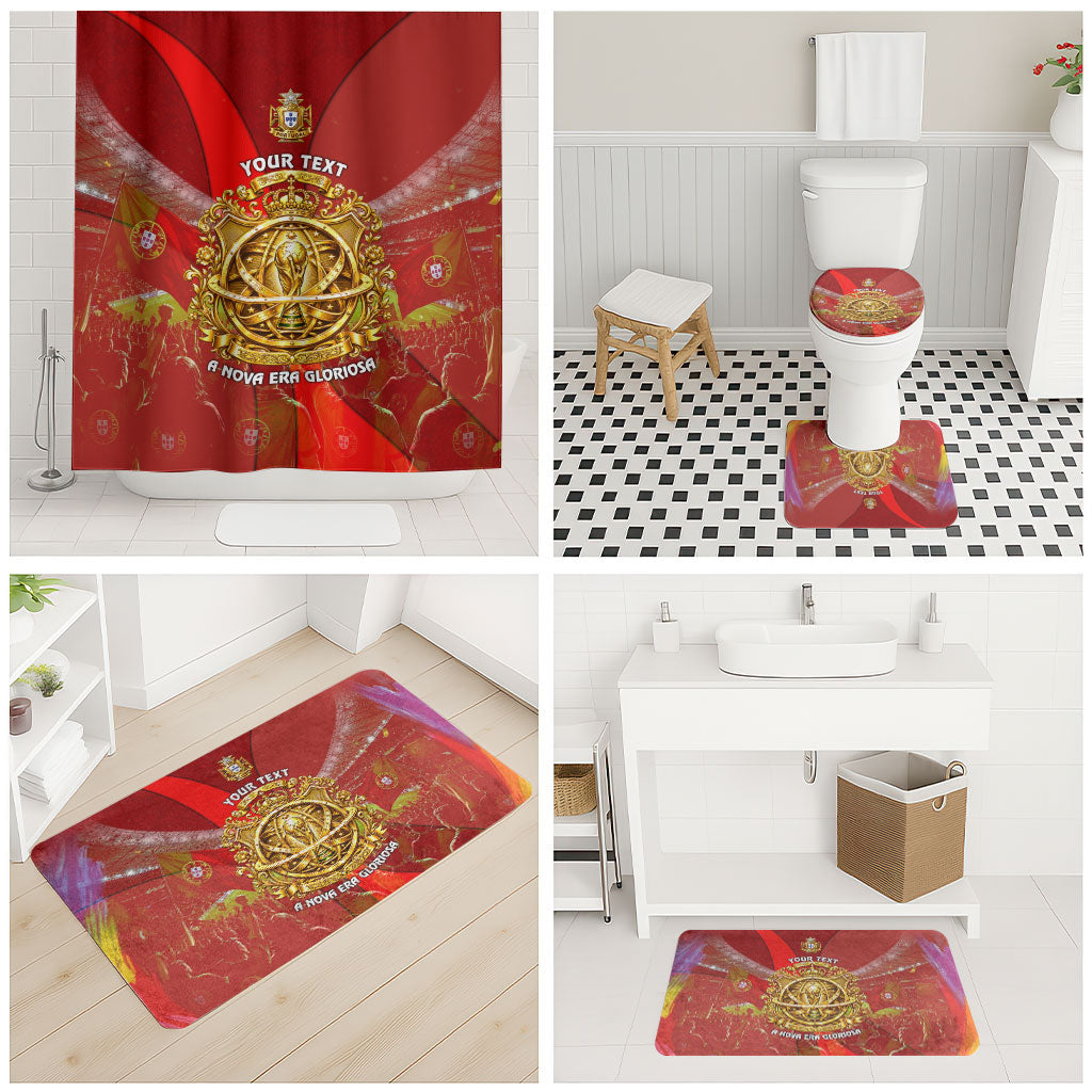 Custom Portugal Football World Champions 2026 Bathroom Set Golden Shield Crown Crest Soccer Trophy