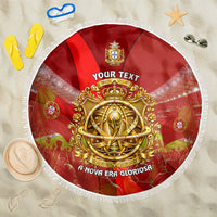 Custom Portugal Football World Champions 2026 Beach Blanket Golden Shield Crown Crest Soccer Trophy